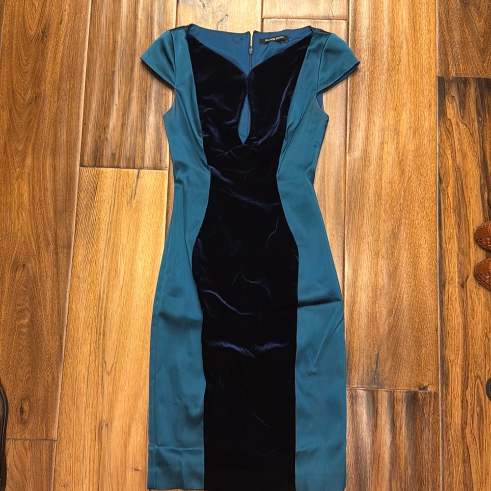 Gently worn Black Halo teal cocktail dress